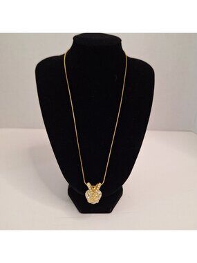 NOLAN MILLER CRYSTAL RHINESTONE CROSSED HEART SLIDE PENDANT NECKLACE WITH CHAIN